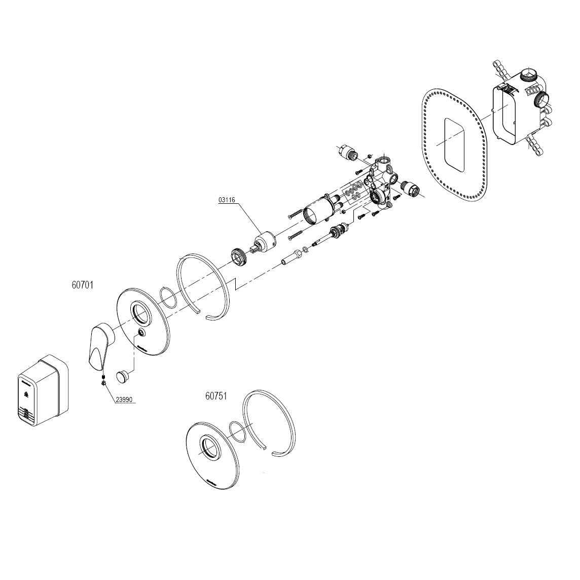 Damixa Parts Clover Bath-Shower mixer tap 60701.00 / 60751.00