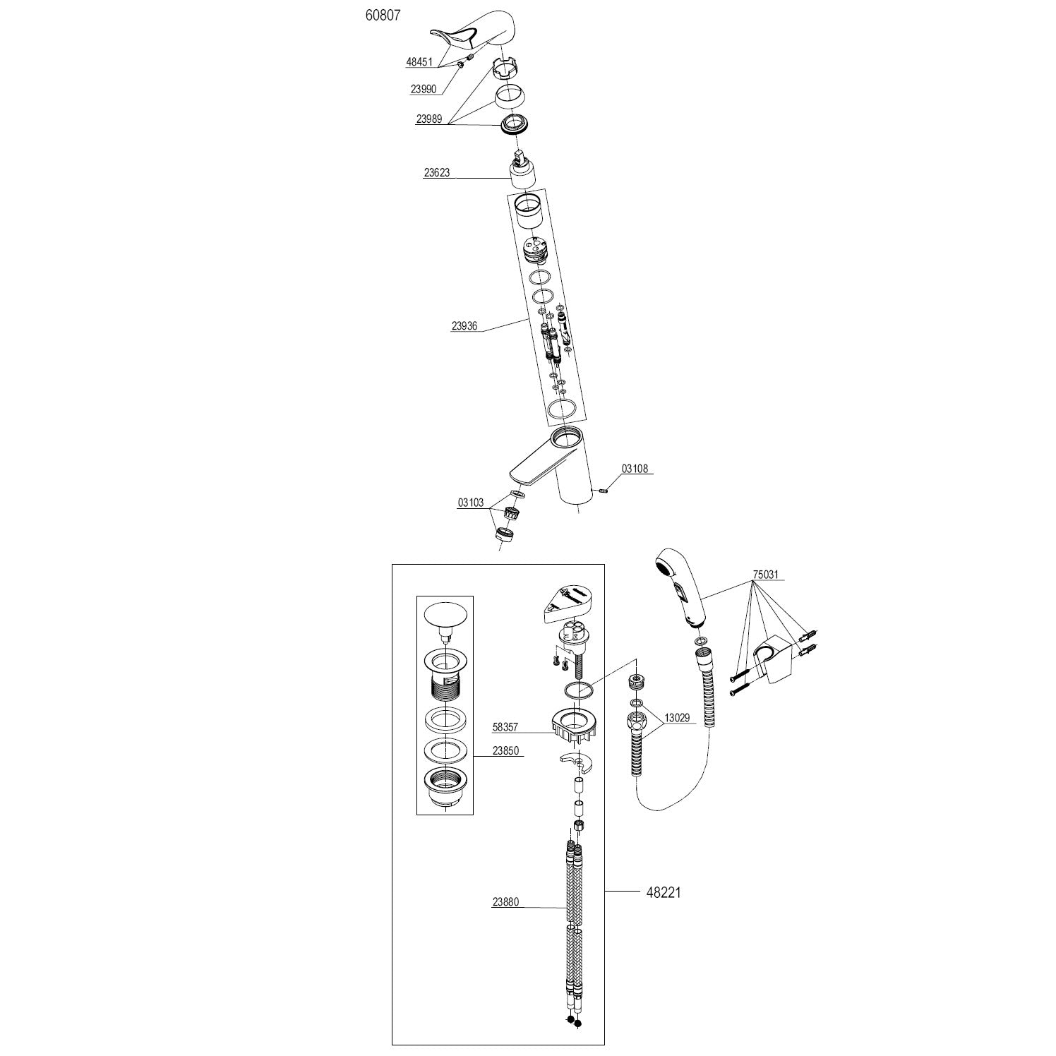 Damixa Parts Clover Easy Washbasin mixer tap 60807.74