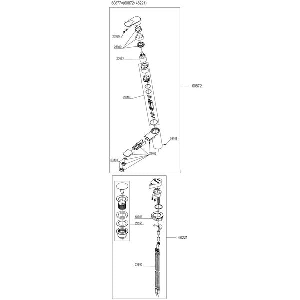 Damixa Parts Clover Basin Mixer Tap with Swivel Head 60877.00 / 60872.00