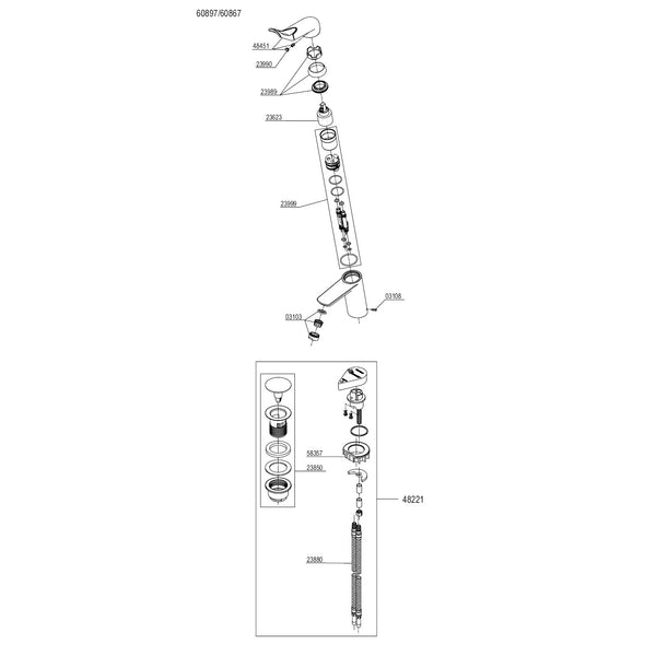 Damixa Parts Clover Basin Mixer Tap 60897.74 / 60867.74