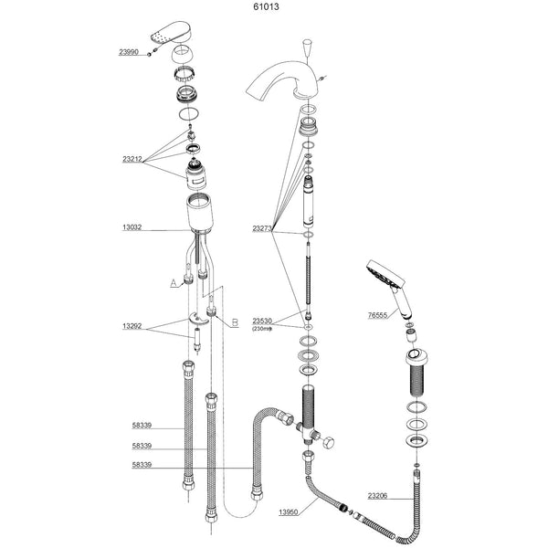 Damixa Parts Jupiter Trend 3-Hole Bath Tap Article number 61013.00