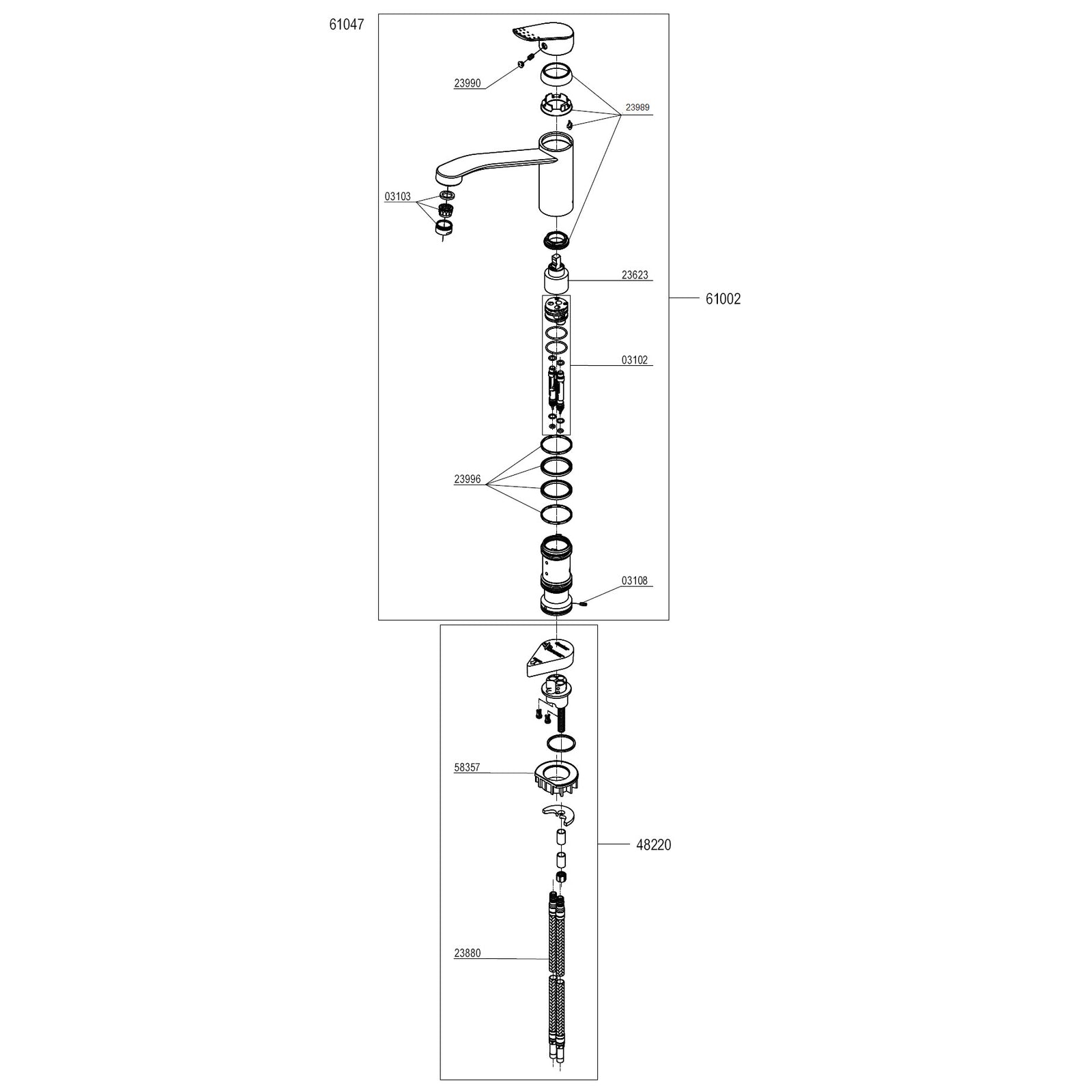 Damixa Onderdelen Jupiter Trend Keukenmengkraan 61047.00 / 61002.00