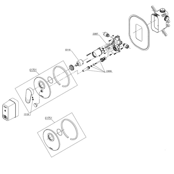 Damixa Parts Jupiter Trend Bath / Shower mixer built-in 61701.00 / 61751.00