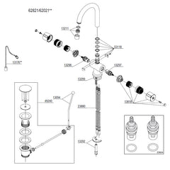 Damixa Onderdelen Titan Wastafelkraan met waste / ketting 62821.00 / 62021.00