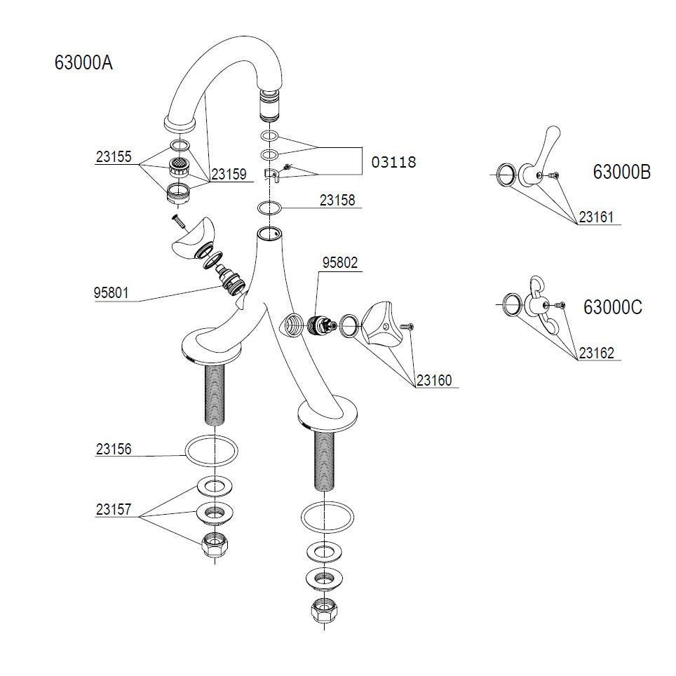 Damixa Parts Classic Line 2-Hole Washbasin Faucet 63000.00