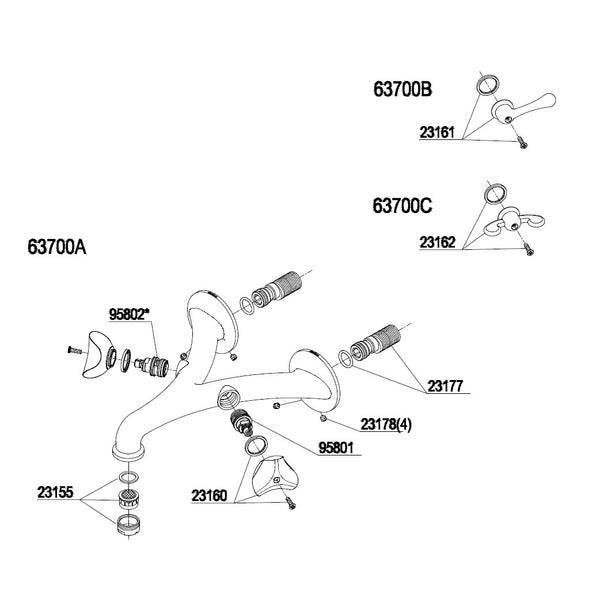 Damixa Parts Classic Line Washbasin tap Wall-mounted 63700.00