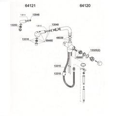 Damixa Onderdelen Architect Keukenkraan met uittrekbare perlator / kop 64120.00 / 64121.00