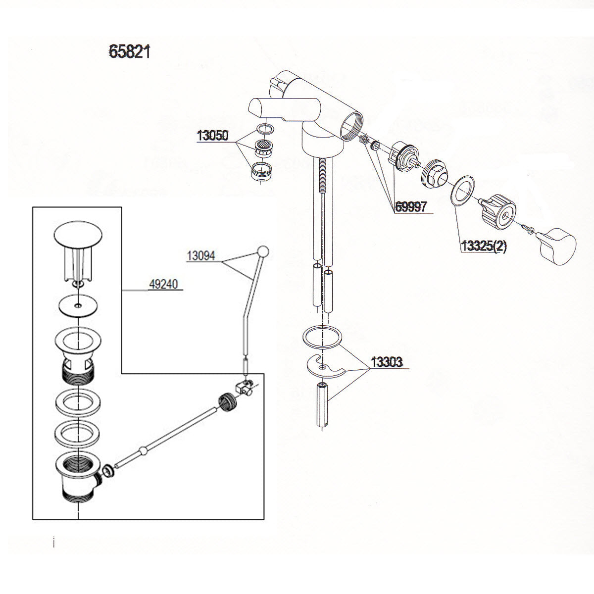 Damixa Parts Architect Washbasin tap with waste 65821.00