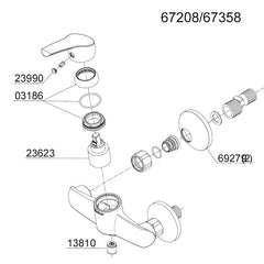 Damixa Onderdelen Rowan Douchekraan Hoh 15Cm Artikelnummer 67208.00 / 67358.00