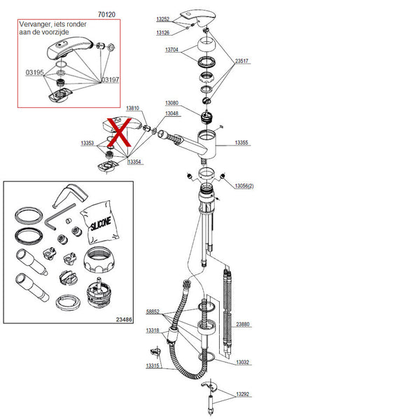 Damixa Parts Gala Kitchen mixer tap with hand shower 70120.00 / 70120.66