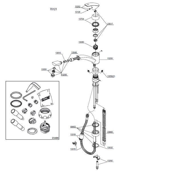 Damixa Parts Gala Kitchen mixer tap with pull-out aerator 70121.00 / 70121.66