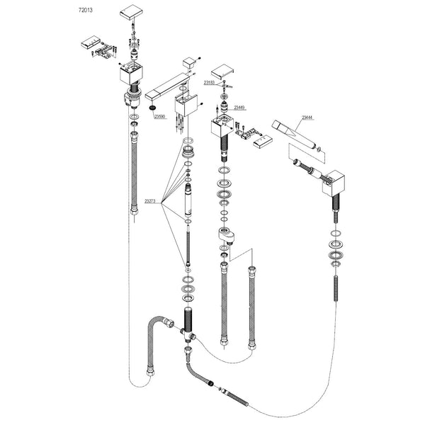 Damixa Parts G Type V3.0 4-Hole Bath Tap with Hand Shower 72013