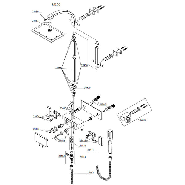 Damixa Parts G Type V3.0 Shower tap with overhead shower and hand shower set 72300.00