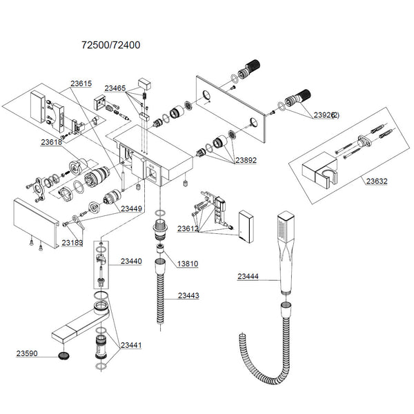 Damixa Parts G Type V3.0 Thermostatic bath/shower mixer with hand shower set 72500 72400