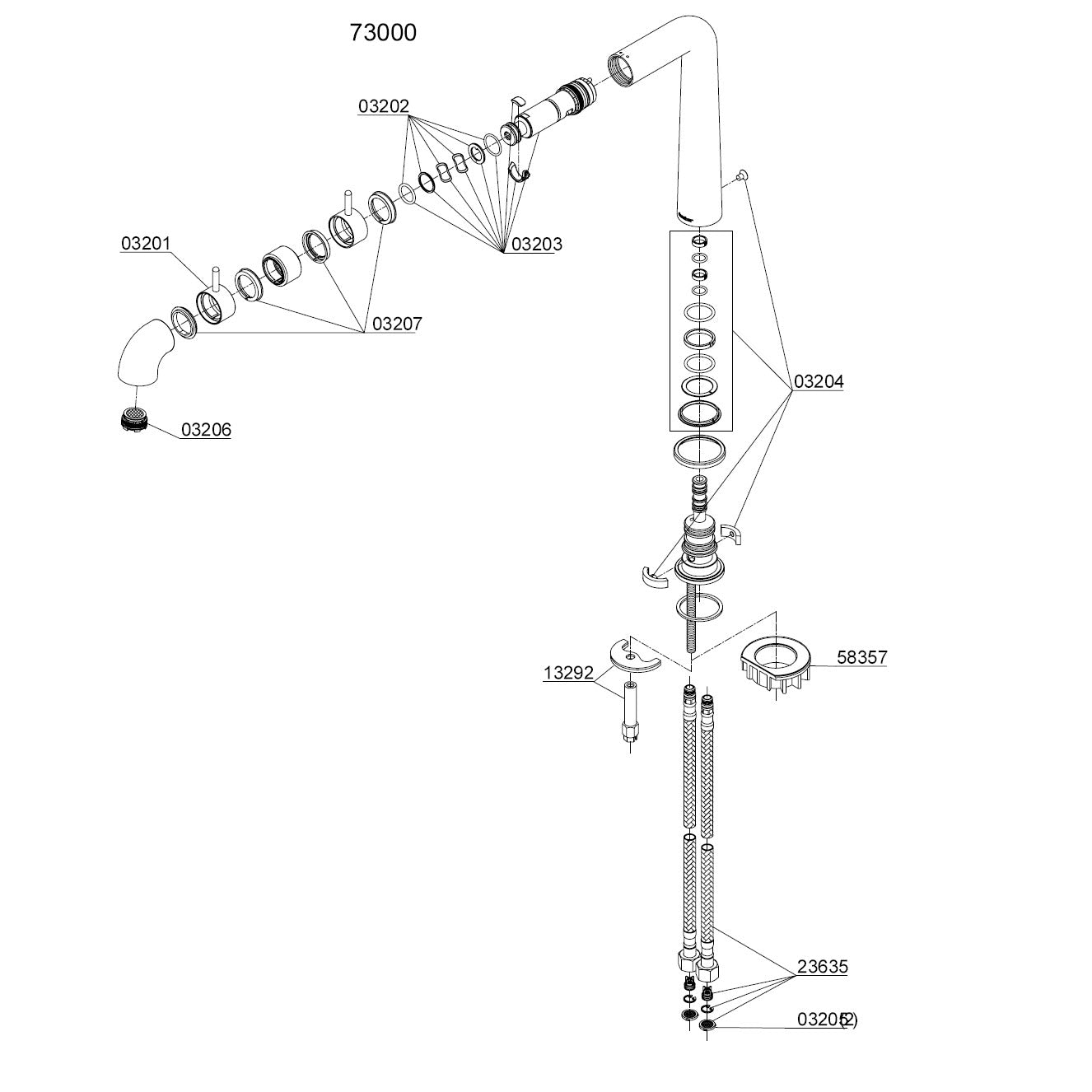 Damixa Parts A-Pex Kitchen Mixer Tap Article number 73000.00 / 73000.66
