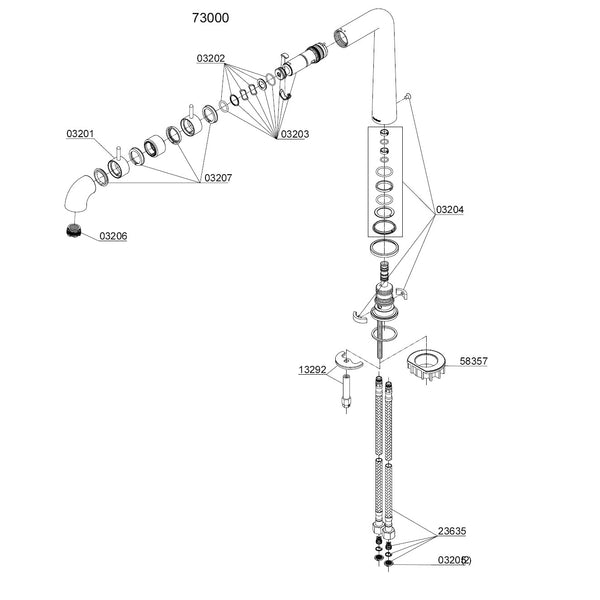 Damixa Parts A-Pex Washbasin tap Article number 73021.00 / 73821.00