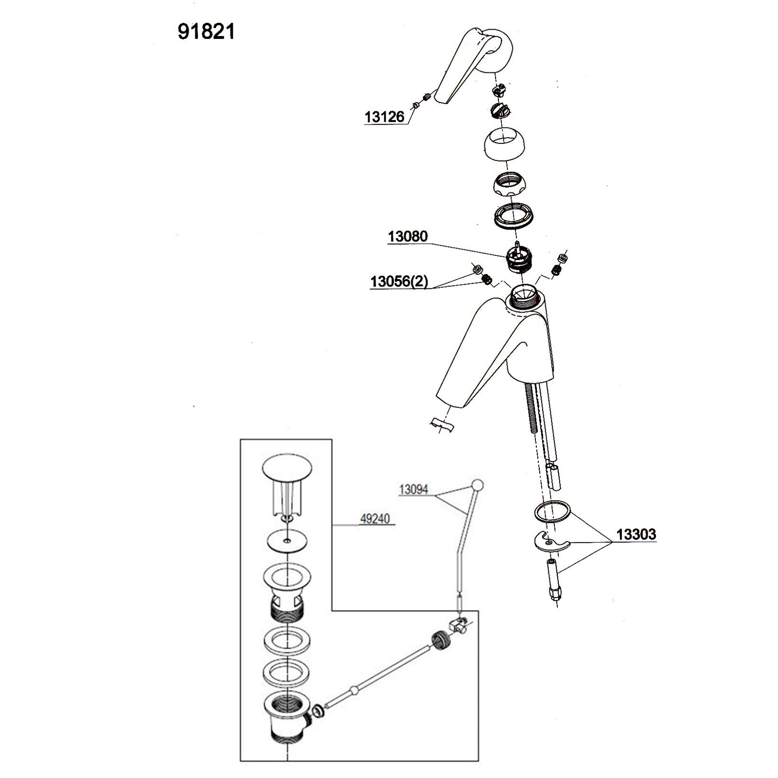 Damixa Onderdelen Astoria Wastafelkraan 91821.00