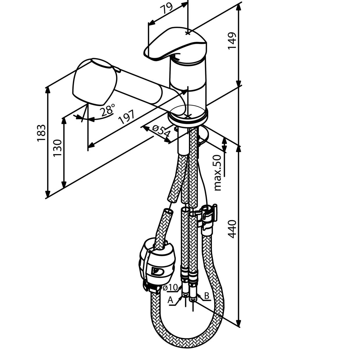 Damixa Onderdelen Space Keukenkraan met vaatdouche 10120.00