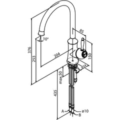 Damixa Tradition Keukenmengkraan Hoge C-Uitloop Messing