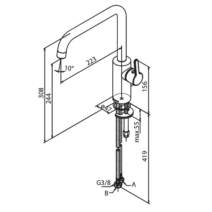 Damixa Silhouet keukenmengkraan hoge uitloop Matzwart