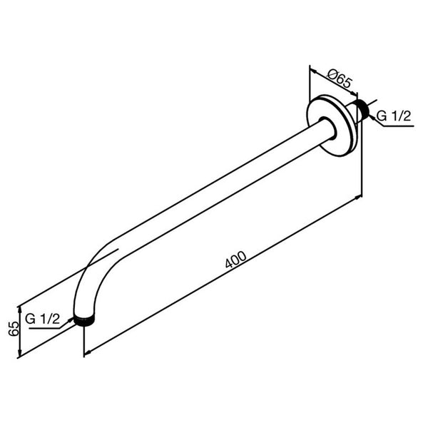 Damixa Universeel douche arm lang 400 mm chroom
