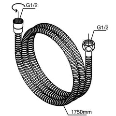 Damixa Universeel doucheslang 1750 mm metaal chroom