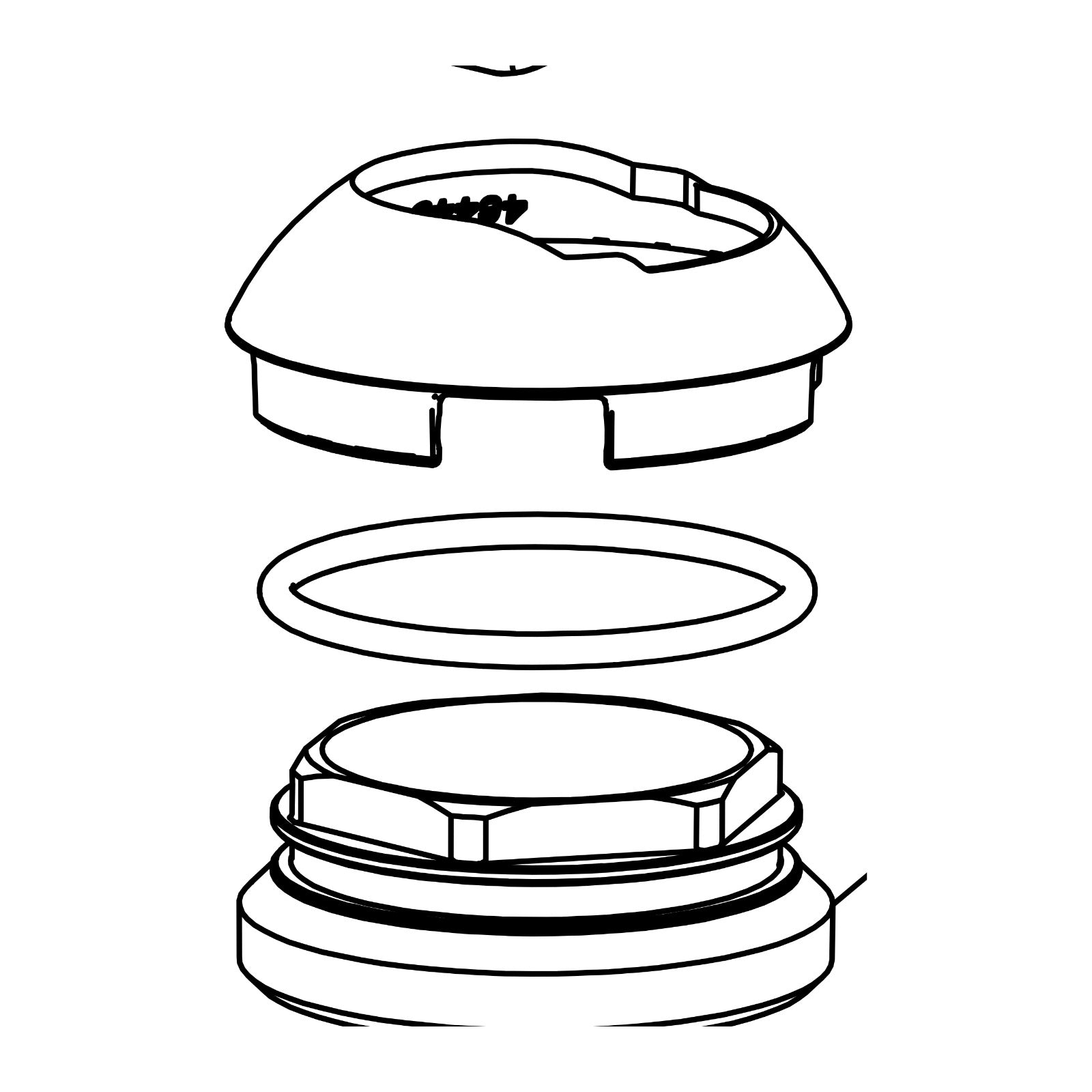 Damixa Afdekset bovenstuk met O-ring wastafel Mat brons PVD 93172.88 lijntekening