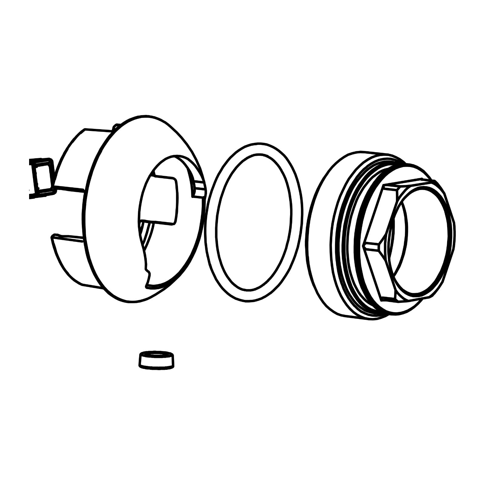 Damixa Dekselset bovenstuk met O-ring keuken Mat messing PVD 93176.79 lijntekening