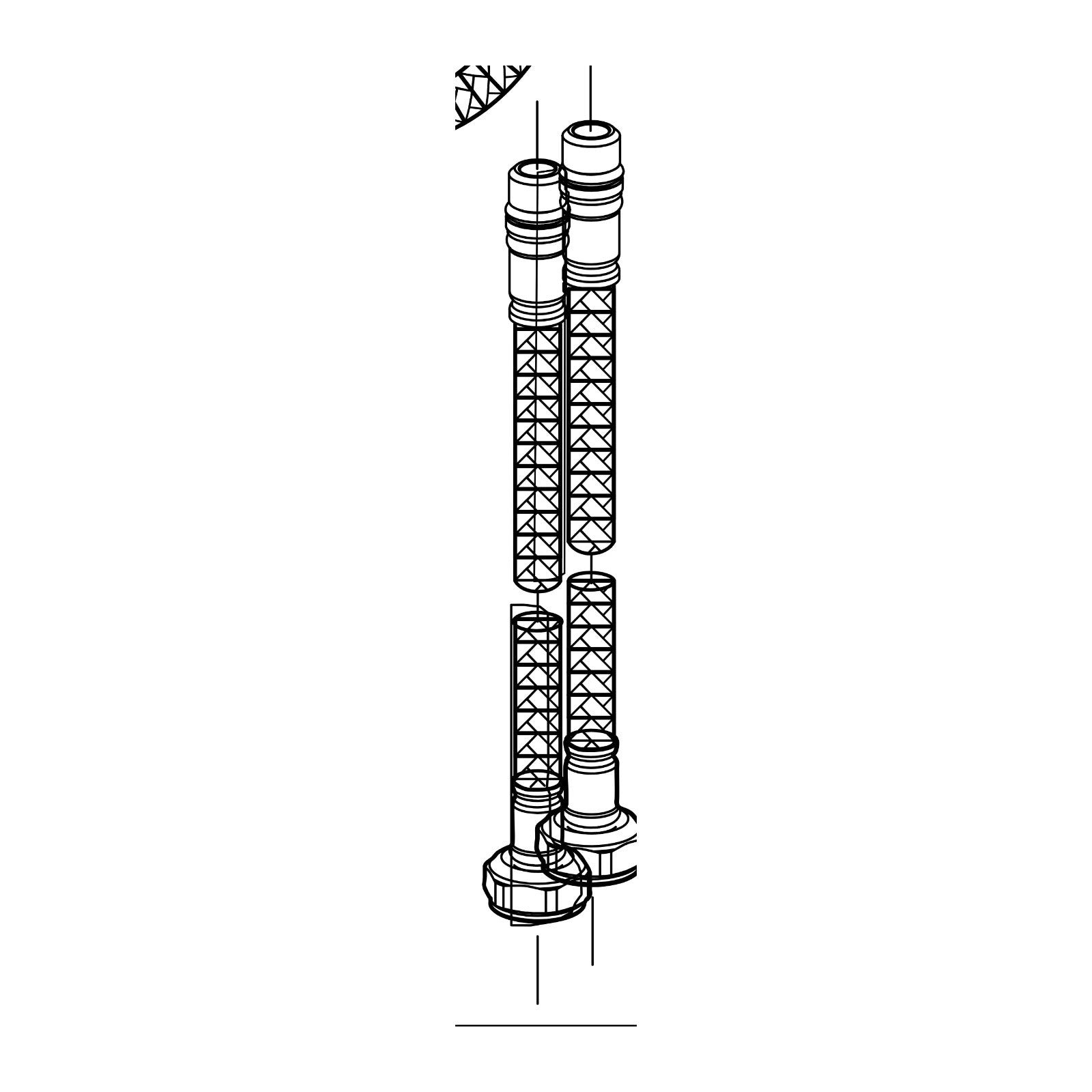 Damixa Slangset M10x1 x G3/8 450 mm 93193.00 lijntekening