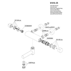 Onderdelentekening Damixa Iris thermostatische douchemengkraan met draaibare uitloop 91510