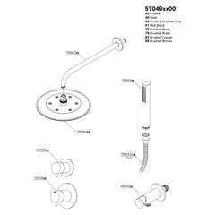 Onderdelentekening Damixa Silhouet DS 1 afbouwset inbouwthermostaat met omstel 57049