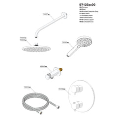 Onderdelentekening Damixa Silhouet HS 1 inbouw douchethermostaat systeem 57123
