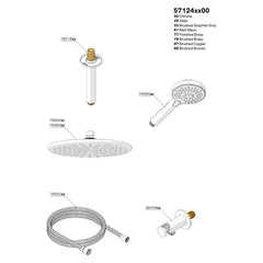 Onderdelentekening Damixa Silhouet HS 2 inbouw douchethermostaat systeem 57124