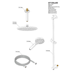 Onderdelentekening Damixa Silhouet SR 2 inbouw douchethermostaat systeem 57129