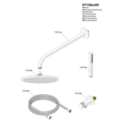 Onderdelentekening Damixa Merkur HS 1 inbouw douchethermostaat systeem 57138