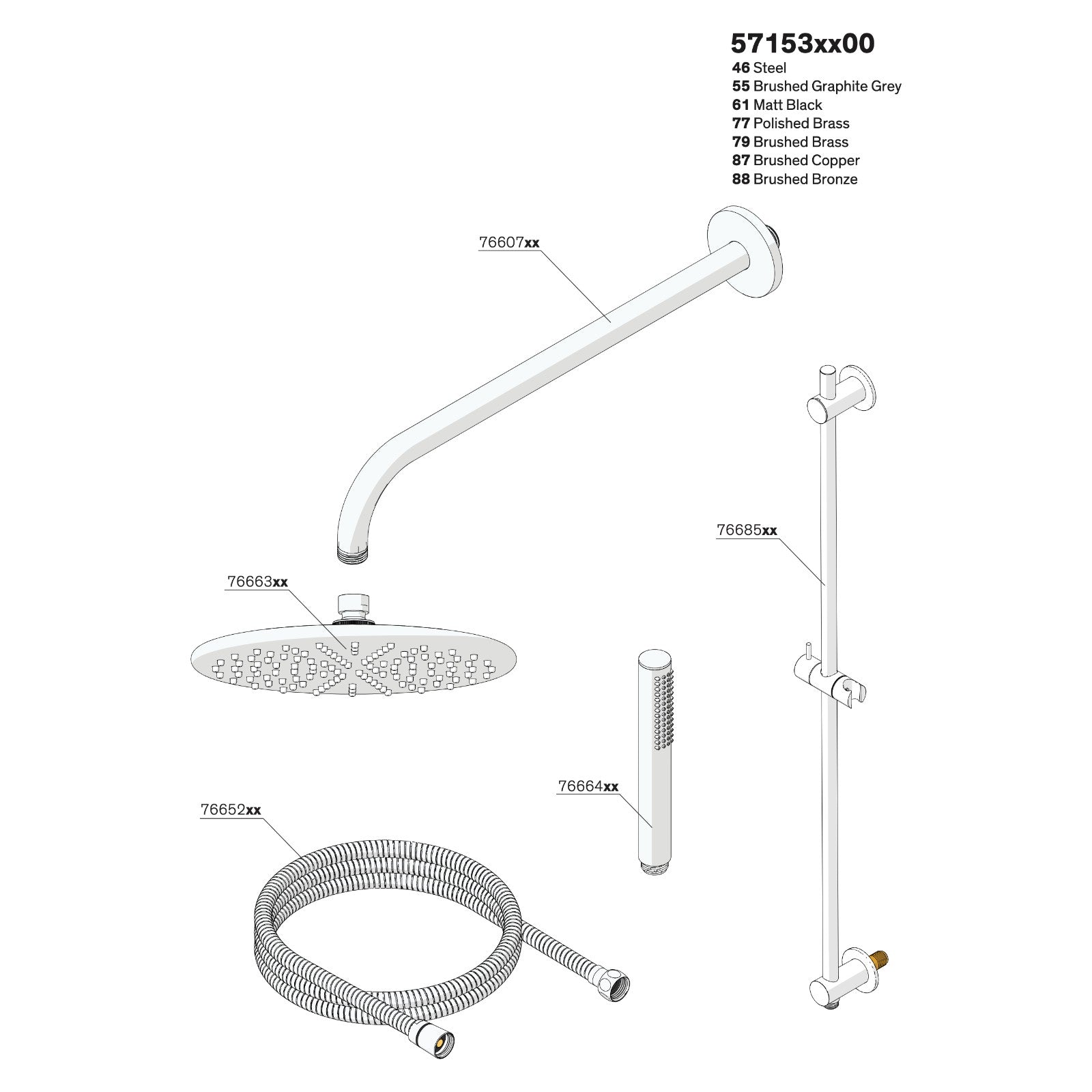 Onderdelentekening Damixa Merkur SR 1 inbouw douchethermostaat systeem 57153