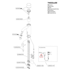 Onderdelentekening Damixa Silhouet touchless wastafelmengkraan 74022