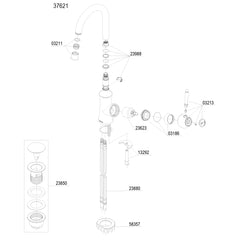 Damixa parts Tradition washbasin mixer 1-handle high spout without waste 3762100