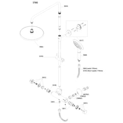 Damixa onderdelen Bell regendouche met thermostaatkraan easyflex 5796000