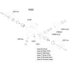 Damixa onderdelen Silhouet badthermostaat hoh 15cm 7450061 / 7450077 / 7450079 / 7450087 7450000 / 7450046