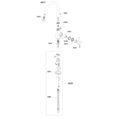 Damixa onderdelen Bell 1-greeps keukenmengkraan c-uitloop 9007700