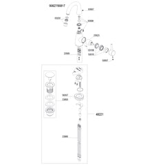 Damixa onderdelen Bell 1-greeps wastafelmengkraan 1-greeps c-uitloop z. waste 9081700