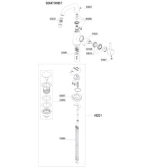 Damixa onderdelen Bell 1-greeps wastafelmengkraan 1-greeps u-uitloop z. waste 9085700