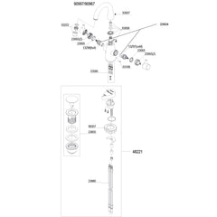 Damixa onderdelen Bell 2-greeps wastafelmengkraan 1-greeps c-uitloop z. waste 9096700