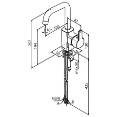 Damixa Pine wastafelmengkraan 1-greeps hoge uitloop z. waste Chroom