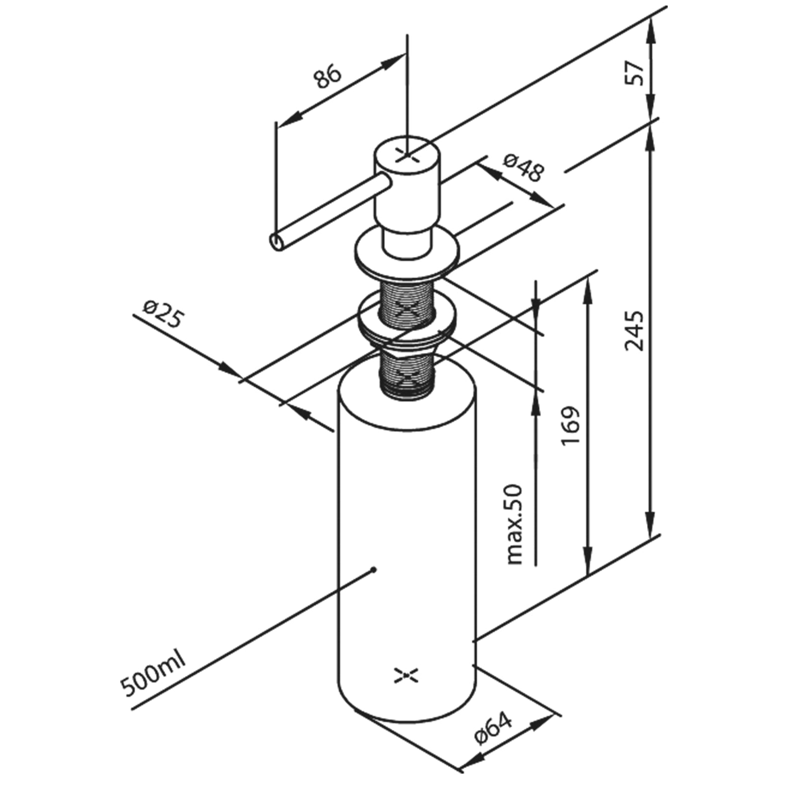 Damixa Dispenser Zeep dispenser met 500ml flacon Steel