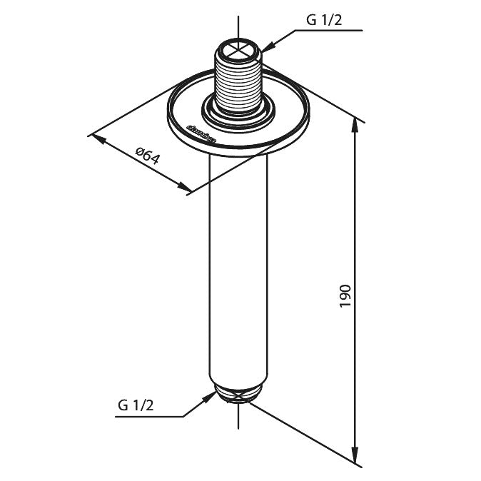 Damixa Douchearm plafondmontage 150 mm Chroom 76618.00