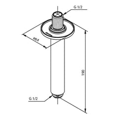 Damixa Douchearm plafondmontage 150 mm Mat zwart 76618.61