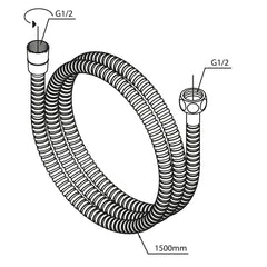 Damixa Douche slang metaal 150cm Matzwart