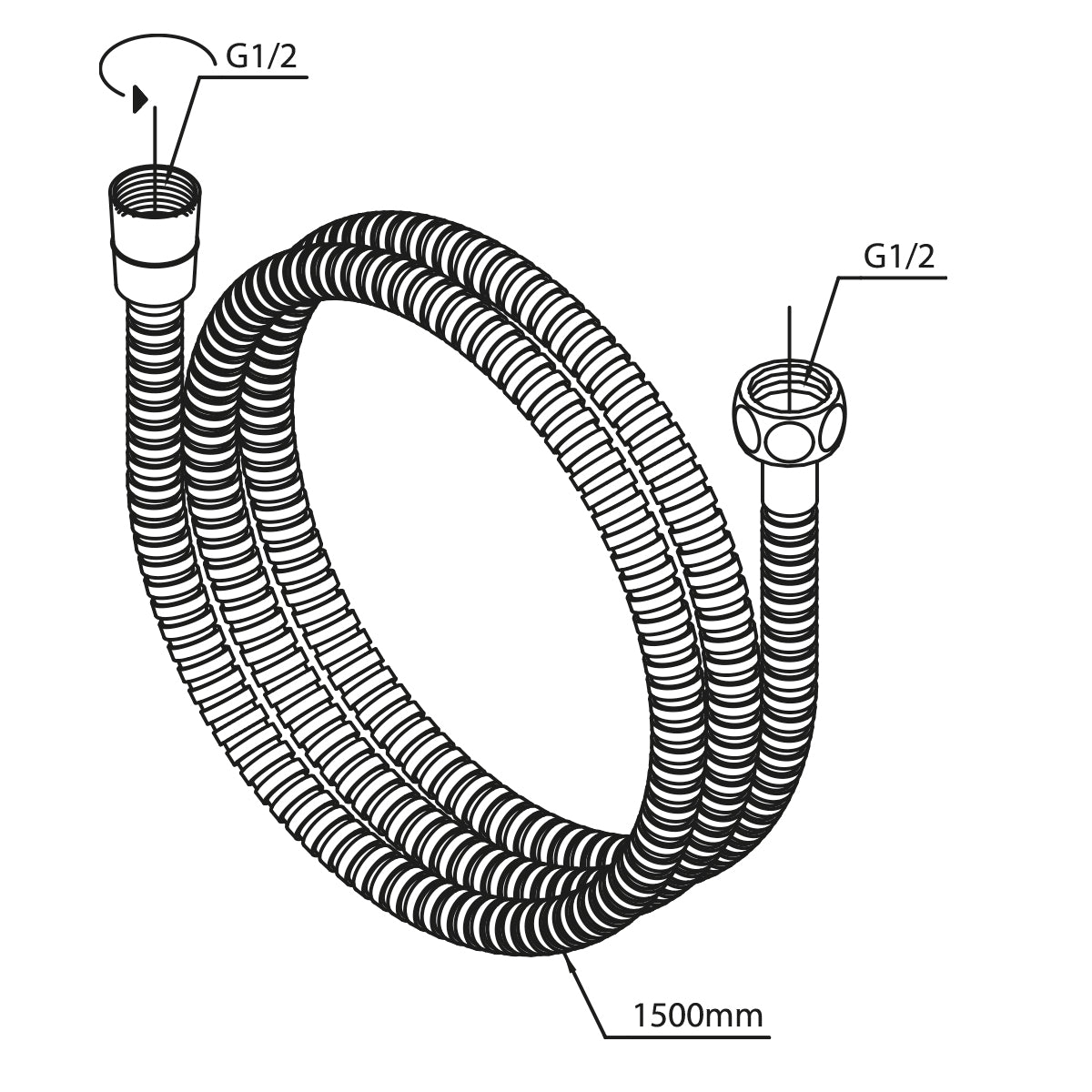 Damixa Douche slang metaal 150cm RVS